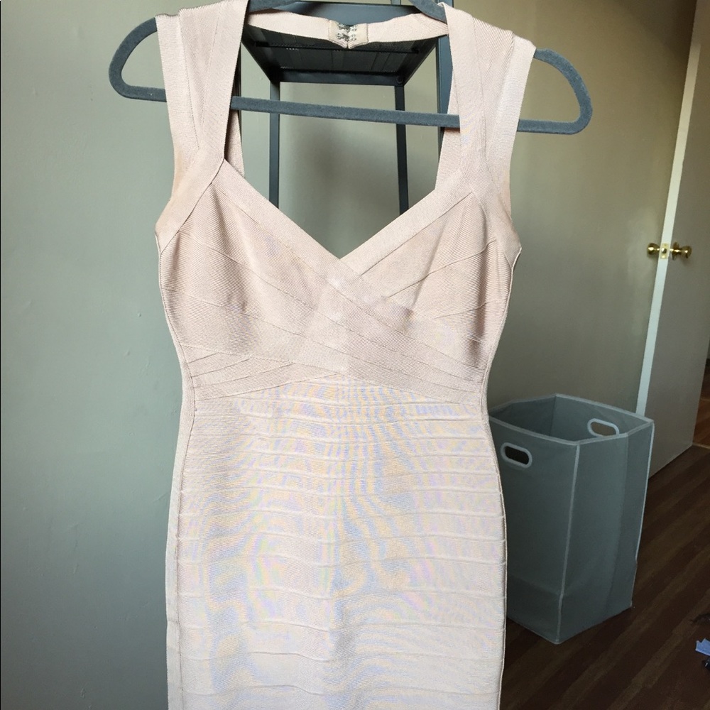 Herve Leger Crisscross dress in champagne